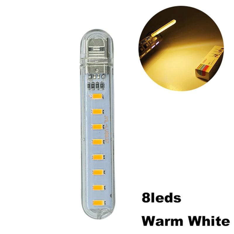 

2 шт. портативный 8/24 светодиодный светильник для чтения USB светодиодный ночник мини светодиодный светильник для чтения для портативного зарядного устройства кемпинга освещение для чтения 2PCS