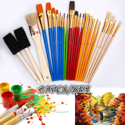 New 25 PCs / Set Artist Painting Brushes Set Paint Acrylic Oil Drawing Brush Watercolour Art Children DI