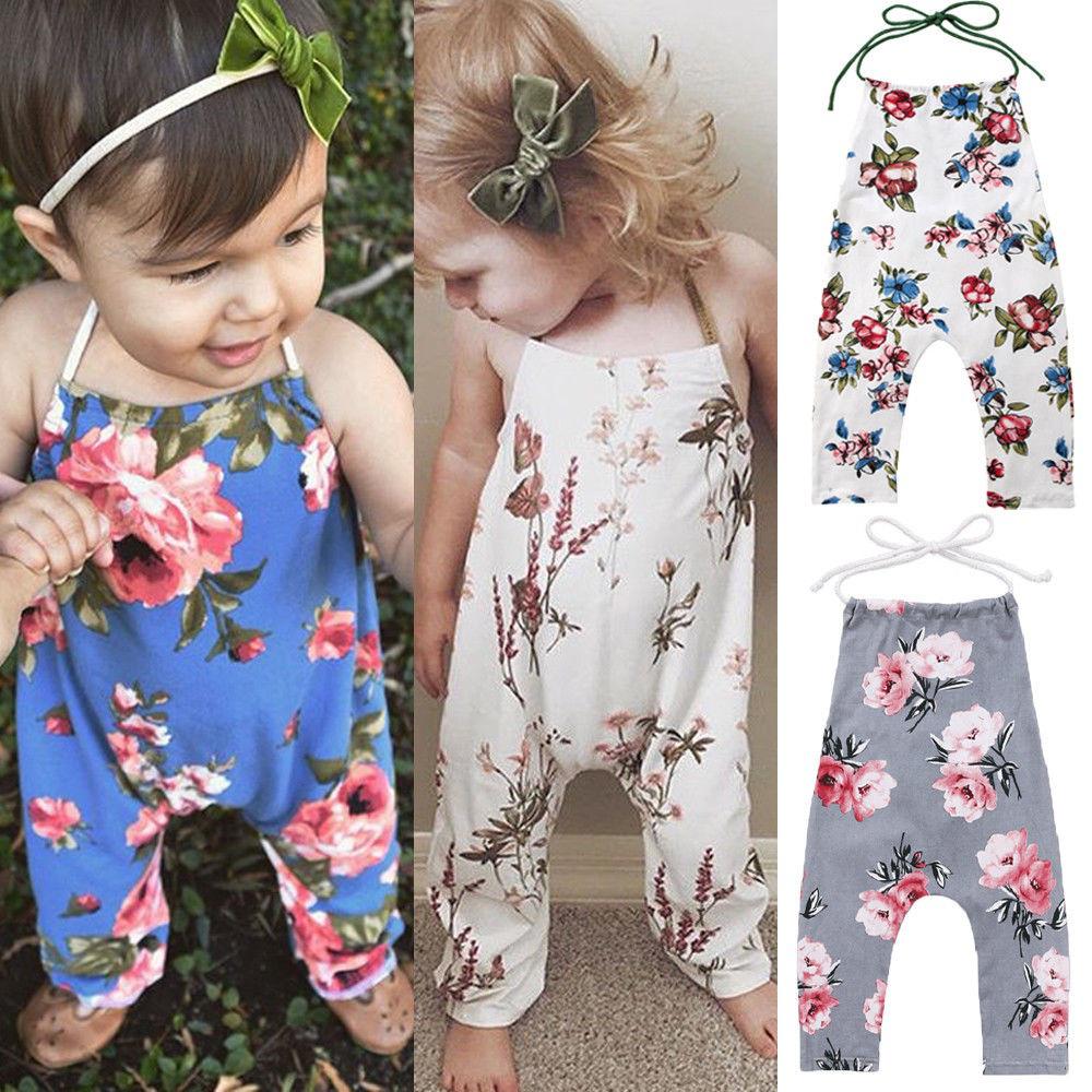 Buy Newborn Baby Kids Girls Flower Romper Jumpsuit Playsuit Outfits