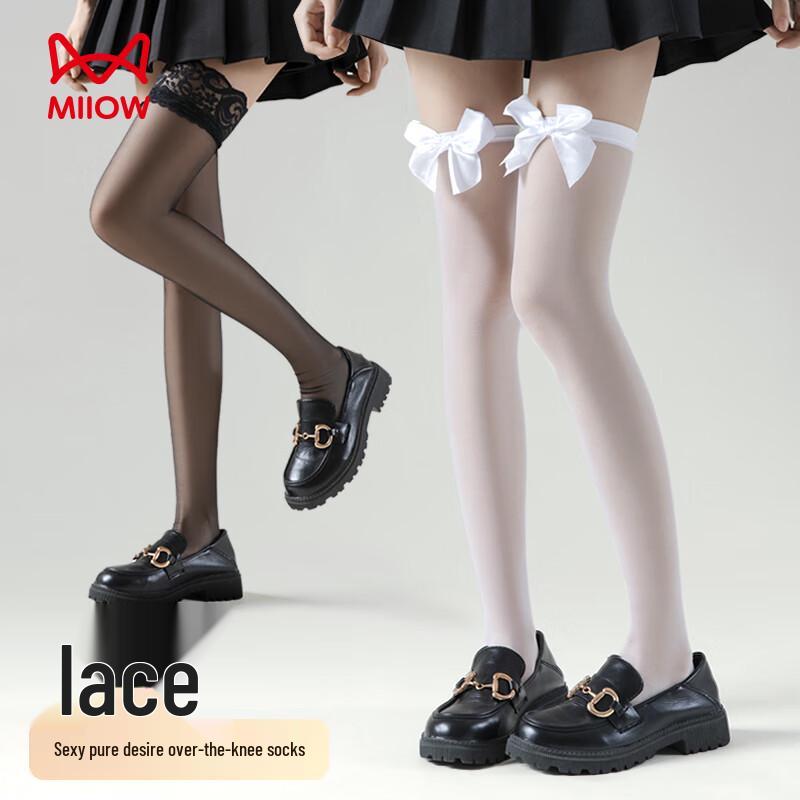 Sexy Spitzenstrümpfe über dem Knie mit Schleife