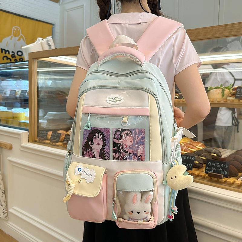 Schoolbag Mori ins new high-value, fresh, sweet and transparent pain bag, light travel backpack for junior high school students