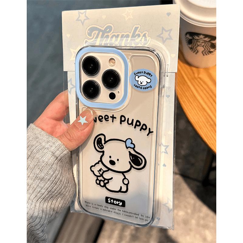 Cute Puppy Transparent Soft Case Suitable for Iphone16 Phone Case and IPhone 15 Protective Case