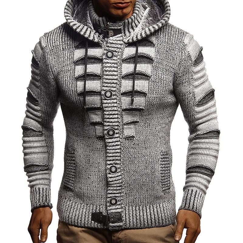 2025 Winter Sweater Cardigan Men's Hooded Knitted Cardigan Jacket