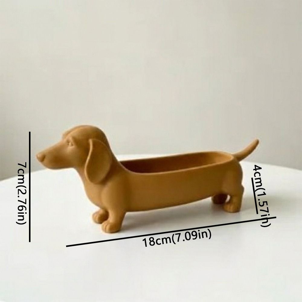 3D Printed Jewelry Catchall Dish Plastic Sausage Dog Planter Tabletop Organizer Figurine Office