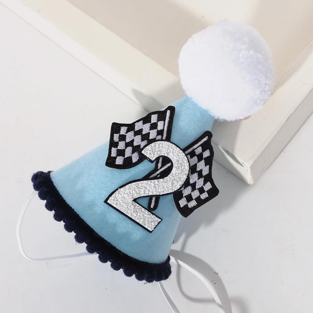 Race Car 2nd Birthday Crown for Boys - Fast Birthday Hat and Decoration, Blue Decor