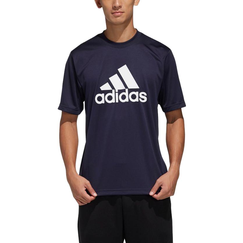 adidas T Shirts Men's Blue Crew Neck Moderate Straight Fit FM5371-