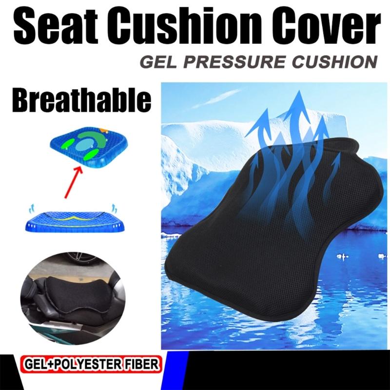 Breathable Motorcycle Gel Seat Cover Cushion With Memory Foam Base Waterproof Surfaces Universal for Most Motorbikes