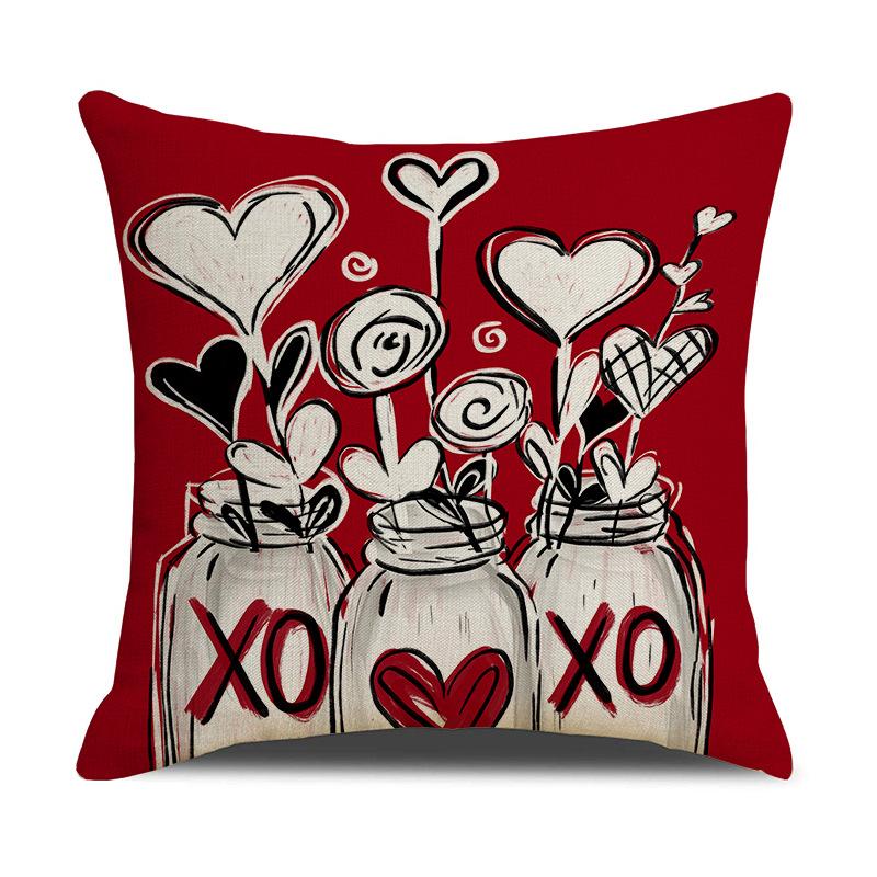 Cartoon Heart Series Patterns Throw Pillow Cover With Short Plush Print Living Room Sofa Decoration Cushion Cover Pillow Covers