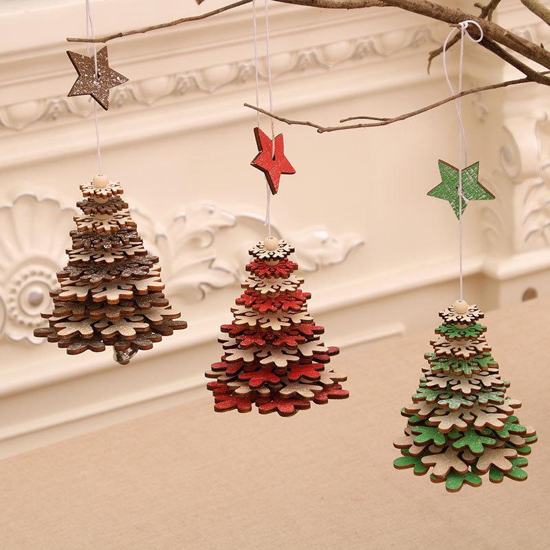 Christmas Decorations Wooden Bell Pendants Wind Chimes Pendants Christmas Tree Three-dimensional Small Pendants Christmas Gifts