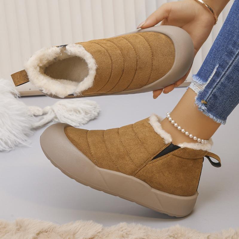 Women's Korean Style Thick-Soled Bread Shoes – Fleece-Lined, Plush, Warm Snow Boots, Lazy Cotton-Padded Loafers for Winter