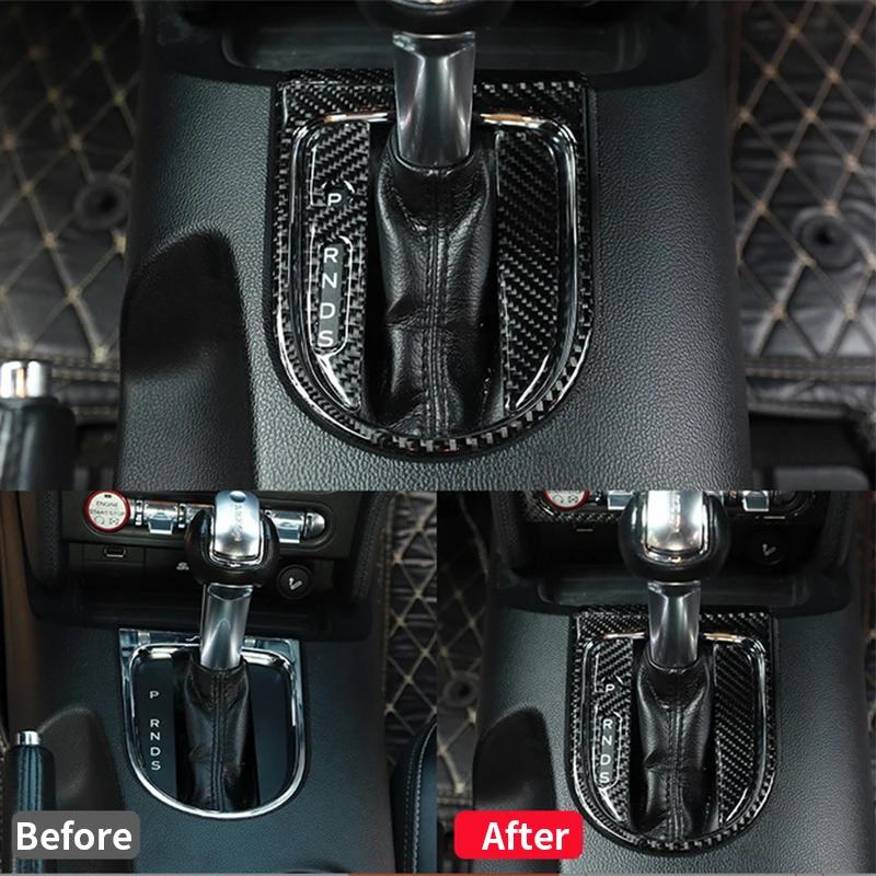 For Ford Mustang 2015-2020 Car Carbon Fiber Look Gear Shift Panel Cover Trim Decals Sticker Auto Interior Stickers Accessories