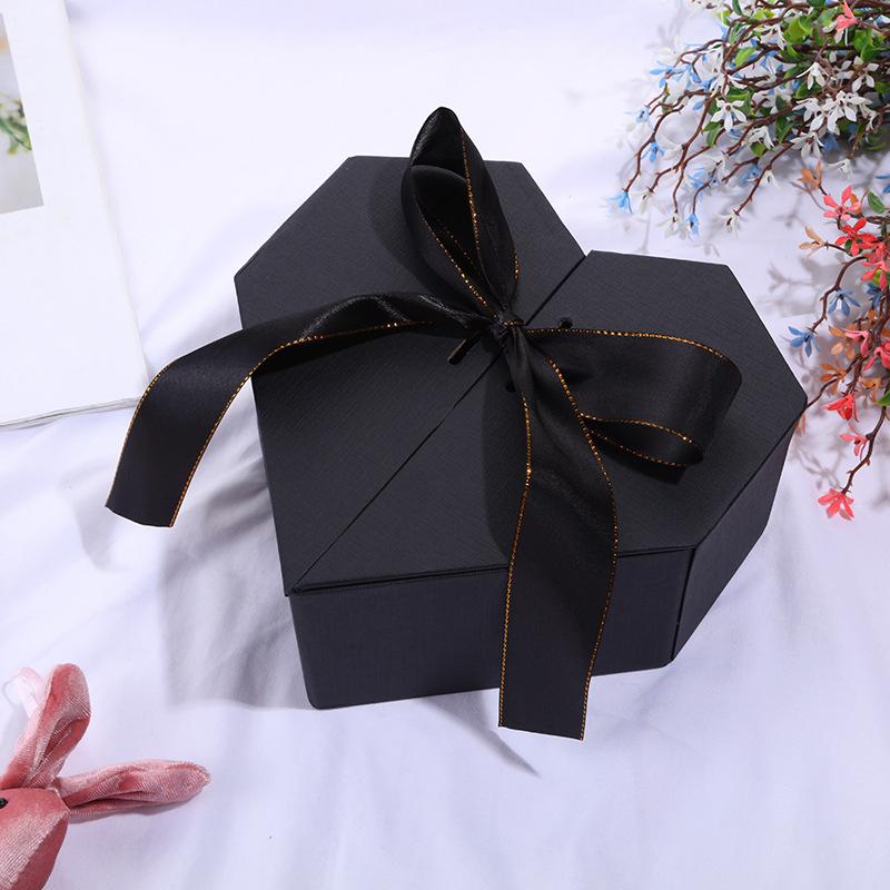 WTEMPO Valentine's Day Luxury Heart-shaped Design Gift Box DIY Foldable Ribbon Bow Paper Box Festive Party Decor Box Daily Presents Packaging Boxes