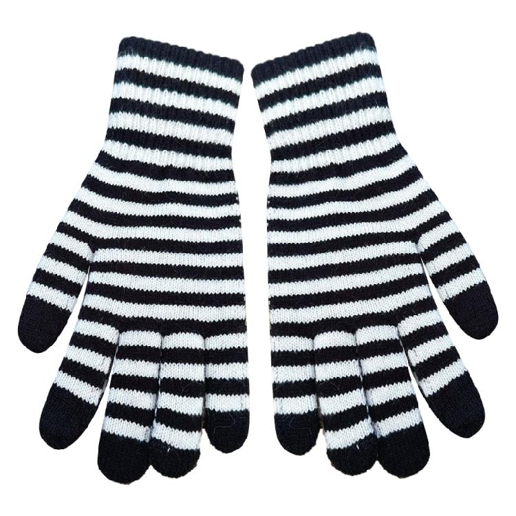 Women Winter Keep Warm Knit Gloves Soft Full Fingers Mittens Striped Gloves