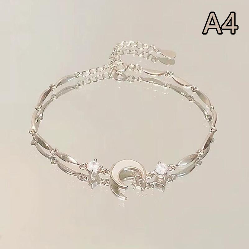 Elegant Flowers Bracelet For Women Y2K Sweet Girls Moon Cherry Blossom Bow Zircon Bracelets Luxury Designer Jewelry Gift