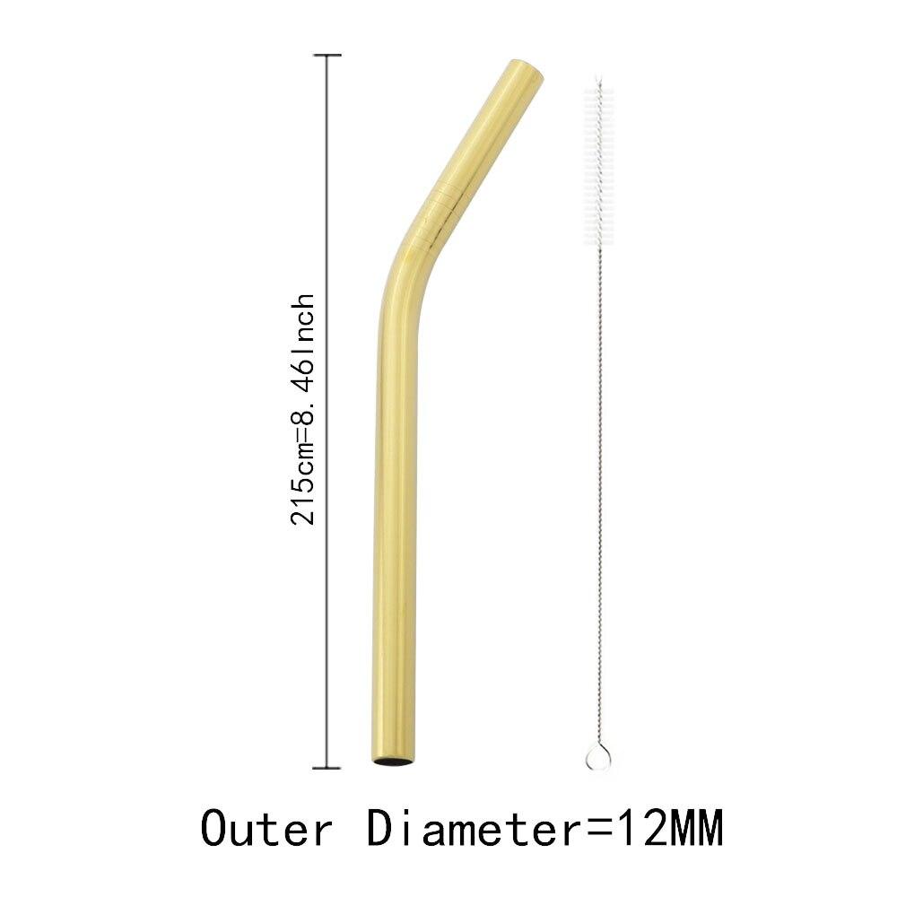

Многоцветная соломинка для питья, экологически чистые соломинки для напитков из нержавеющей стали с щеткой для чистки золотой