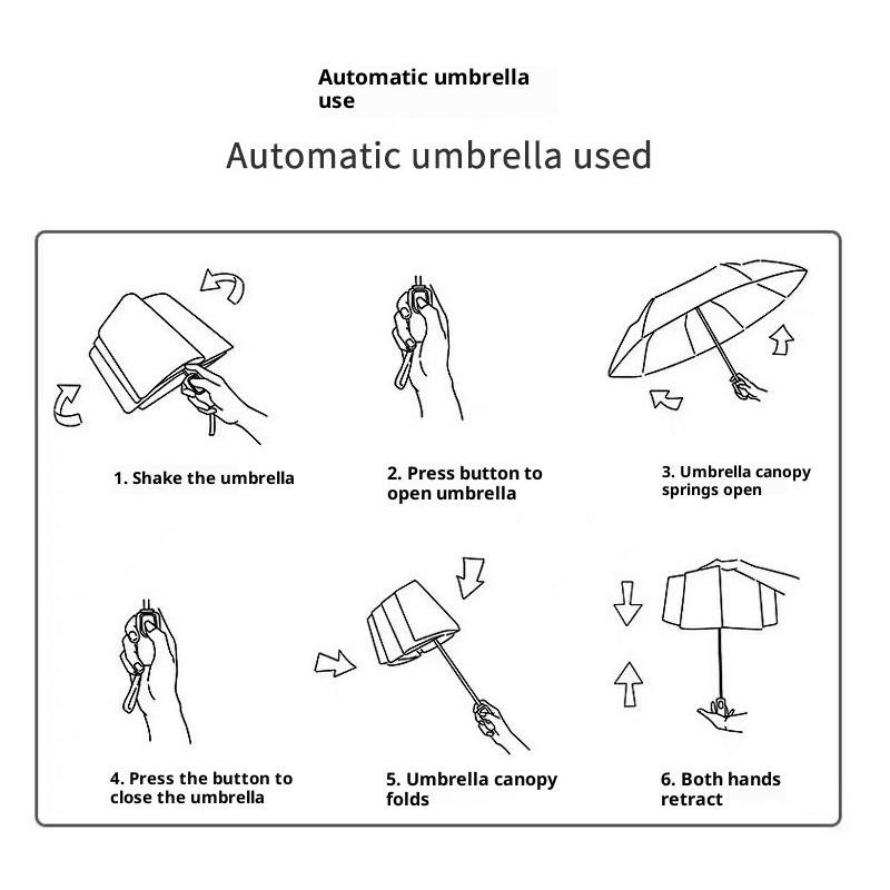 Ring-Schnallen-Design Automatischer Regenschirm für Männer Frauen Faltbar 105 cm Groß Stark Sonnenschirm UV-Schutz Regenschirm