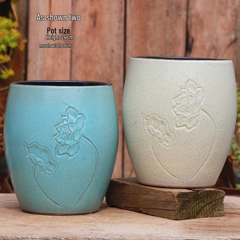 Handgefertigter weißer Grobkeramik-Blumentopf im europäischen Stil für Grünpflanzen, Rosen, Hortensien und Sukkulenten