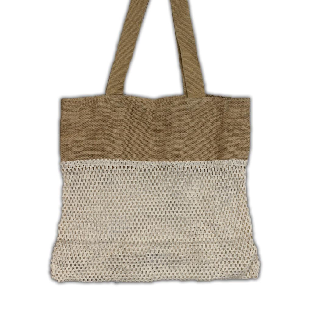 Jute and Cotton Tote Bag, Natural