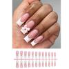 24 Pcs 3D Bowknot False Nails French Style False Nails Full Cover Stick On Nails Press On Nails for Women and Girls