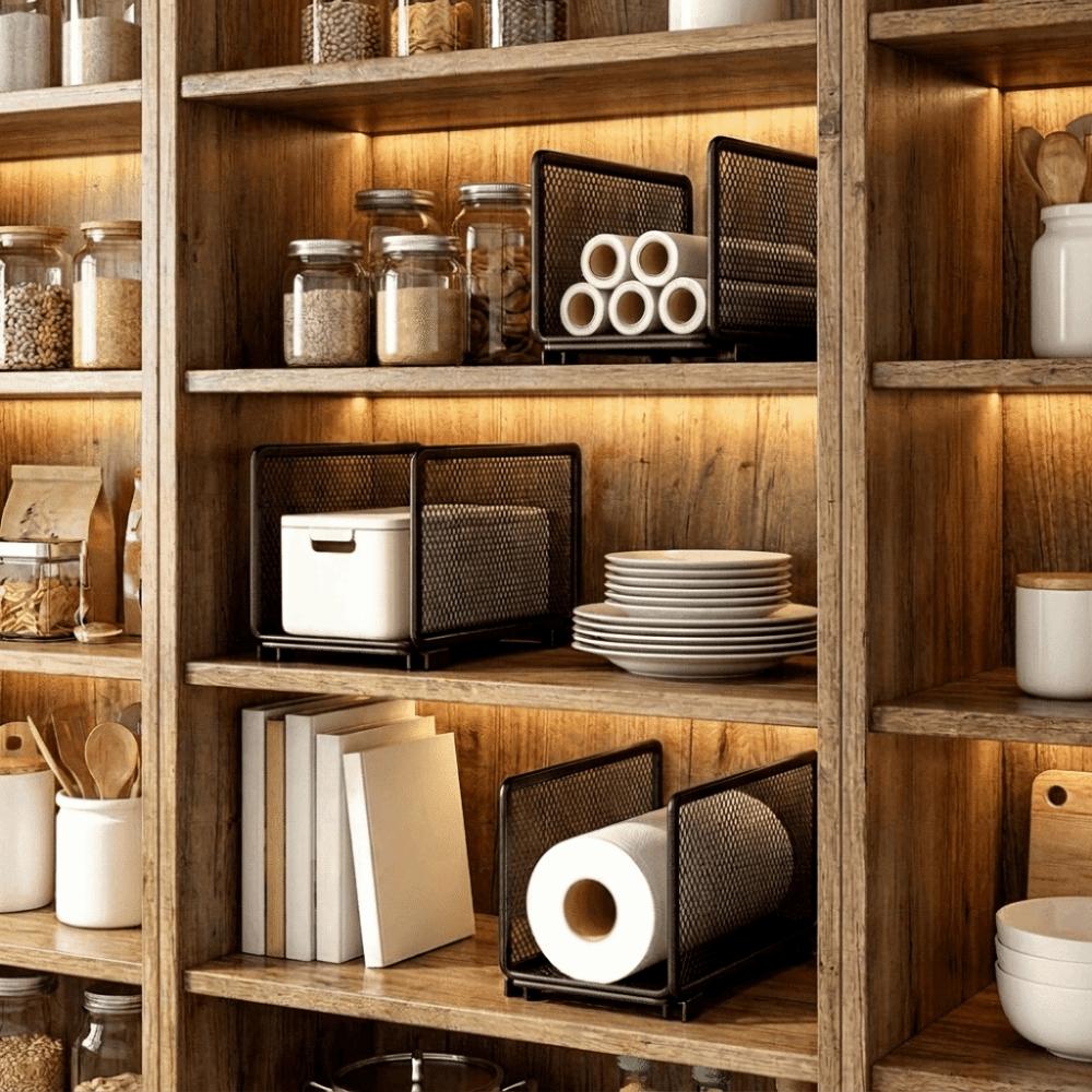 Iron Plastic Wrap Storage Rack Multi-Layer Vertical Storage Rack Cabinet Organizer for Kitchen