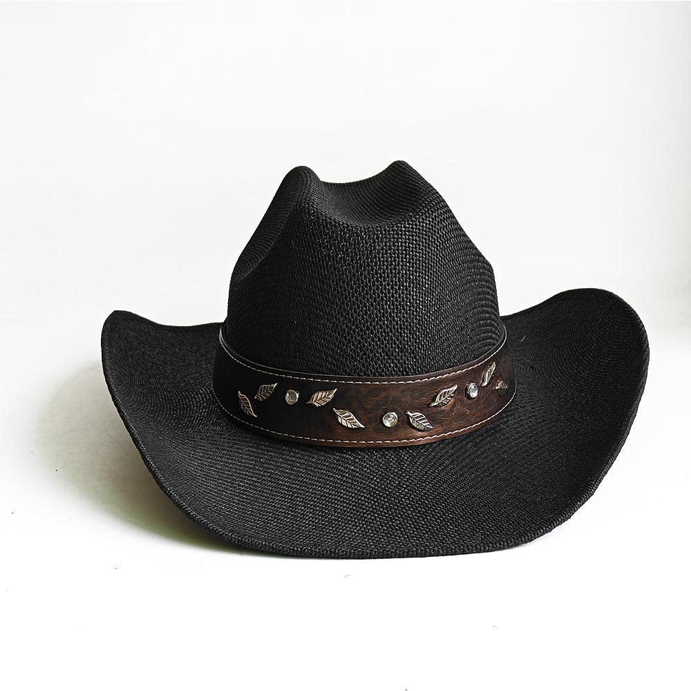 Sombrero de Vaquero Occidental de Ala Ancha Sombrero Tejido a Máquina Para Mujeres Hombres Protección Solar para Exteriores Playa Viajes Vacaciones