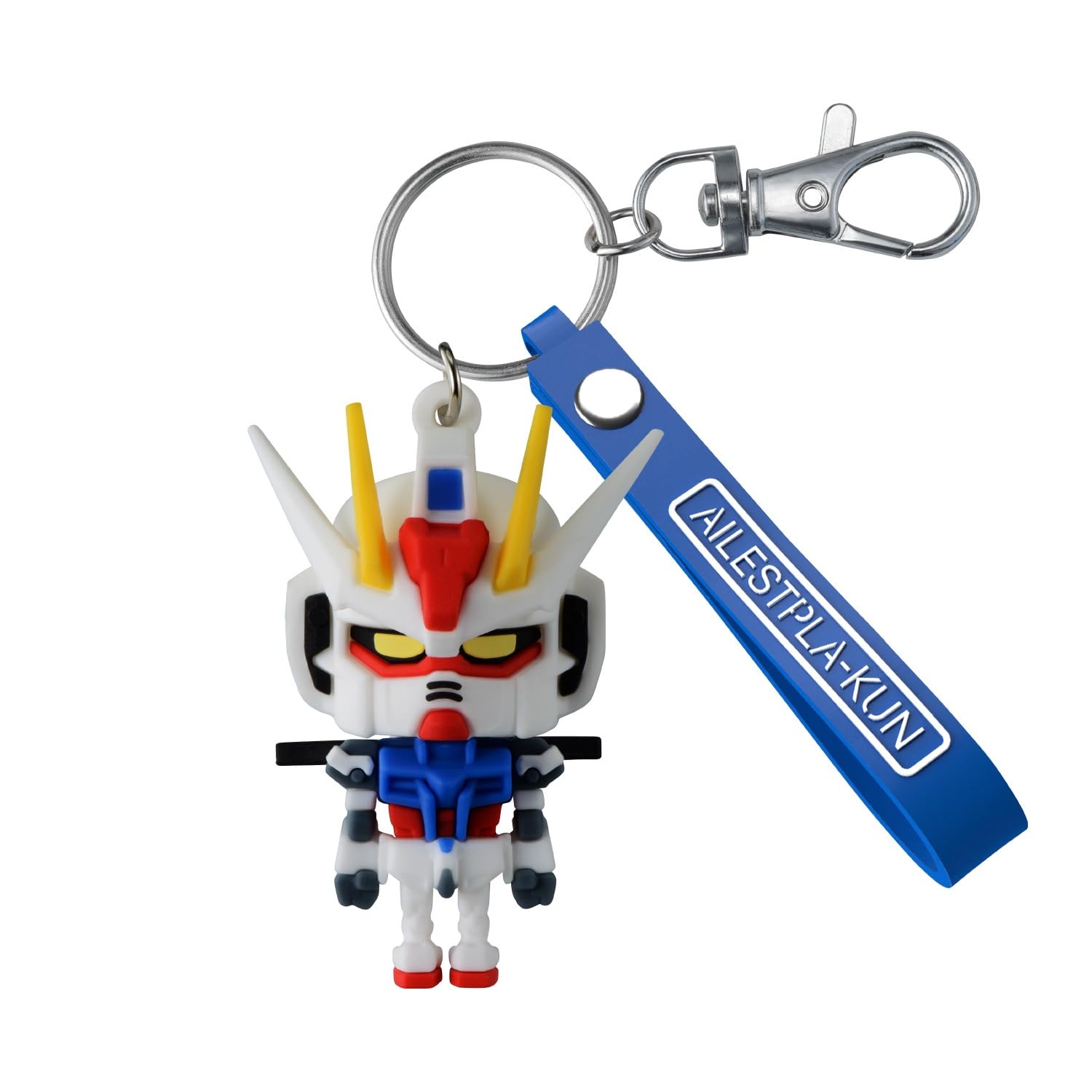 BANDAI SPIRITS 3D Rubber Mascot Plastic Model Gunpla-kun Alestopura-kun Keychain, Plastic, Color-Coded
