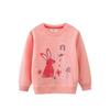Girls' Pink Sweatshirt Top, Spring and Autumn Children's Stylish Cartoon Jacket, Baby Pullover, Pure Cotton Long-Sleeve Outerwear, Trendy