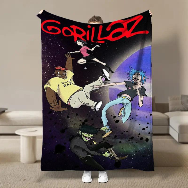 Wirtualny Zespół Rockowy Anime G-Gorillaz Miękkie Kocyki, Koc Grzewczy Komfortowy Koc na Piknik Łóżka Kanapę Domowy Sypialnia