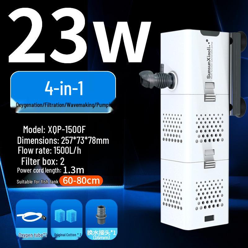 Three-in-One Submersible Fish Tank Pump with Built-in Filter & Aeration
