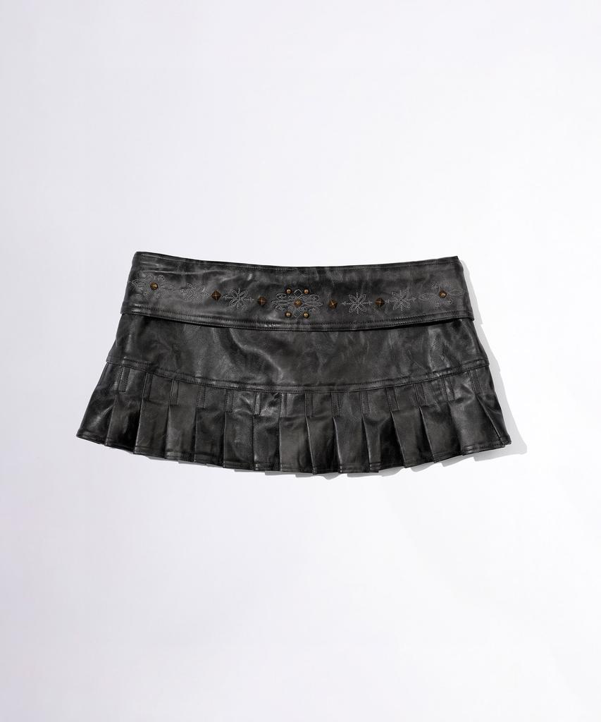 Sculpter Western Faux Leather Micro Skirt Black