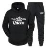 King & Queen Couple Hoodie and Sweatpants Set - Unisex Casual Sportswear