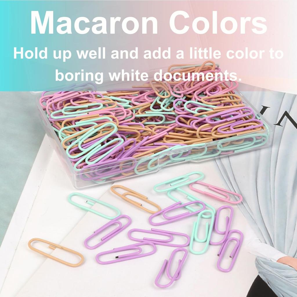 Macaron Colored Paper Clips 400 PCS Small Size Paper Clip 1.1 Inch (28mm) 2 Boxes of 200 PCS Each PaperClips Suitable for Office School Paperwork and