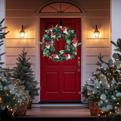 Yousheng Christmas Wreath Skull Wear Hat Figure Xmas Front Door Decor Indoor Outdoor Front Door Window Holiday Decoration