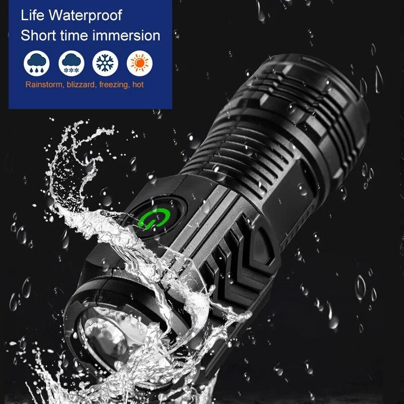 New Ultra Powerful Flashlight 3 Core LED Mini Tactical Flashlight USB Rechargeable High Power LED Torch with  Hand Lamp