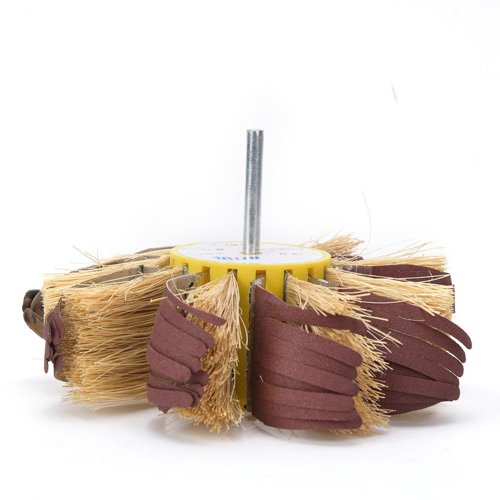 Sisal ing Wheel Manual Electric Drill Sisal Emery Cloth Polishing Wheel 6mm Shaft Mounted