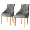 Day and Night - Day and Night Dining Chairs 2 Units Solid Oak and Silver Velvet