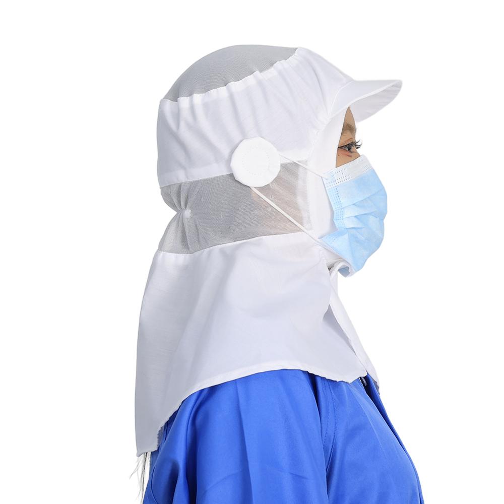 White Unisex Breathable Net Peaked Work Cap Dust-Resistant Hat for Food Plant Catering Workshop Cleanroom Hooded Scarf Work Hat