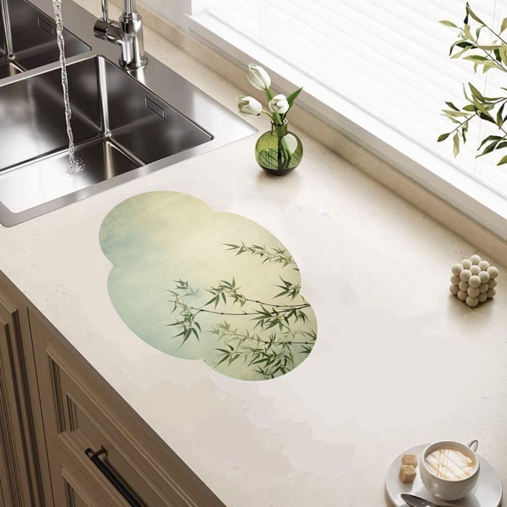 Non-slip Kitchen Drying Mat Super Absorbent Tableware Pad Coffee Machine Mat  Table Decor