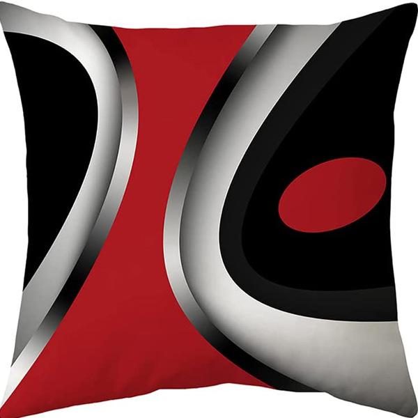 Popular Simple Geometric Abstract Red Black Striped Sofa Cushion Pillow Case Home Removable Washable