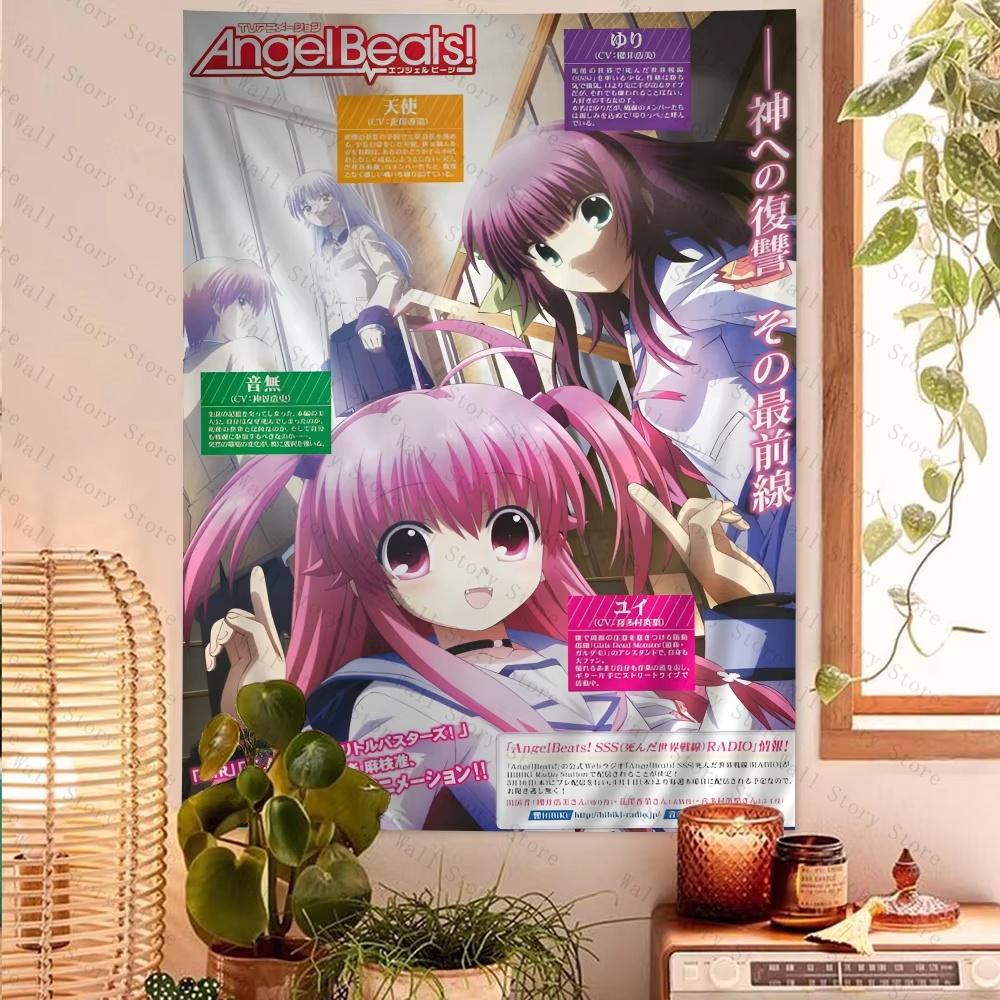 Angel Beats Cute Tachibana Kanade Hanging Bohemian Tapestry Hanging Tarot Hippie Wall Rugs Dorm Japanese Tapestry Wall Art