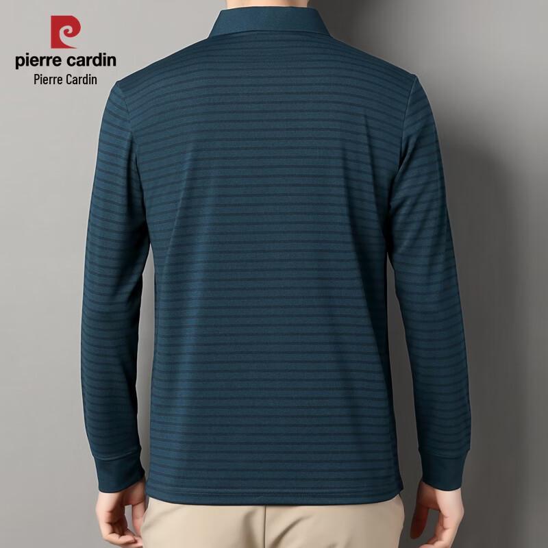 Pierre Cardin Men's Striped Print Long Sleeve Polo Shirt