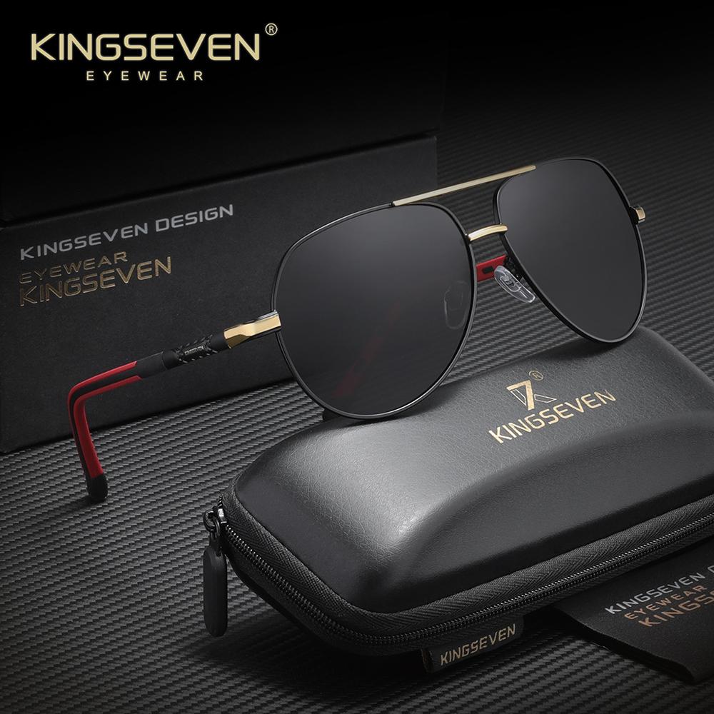 KINGSEVEN Classical Pilot Sunglasses Men Women Fashion Vintage Outdoor Travel Anti-Glare Polarized UV400 Summer Male Eyeglasses
