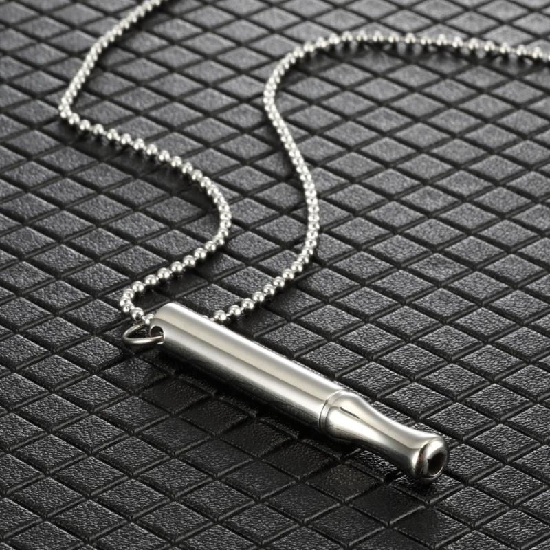 Stainless Steel Meditation Mindfulness Pendant with Whistle Design Meditation Necklace Breathing Exercise Tool for Adult