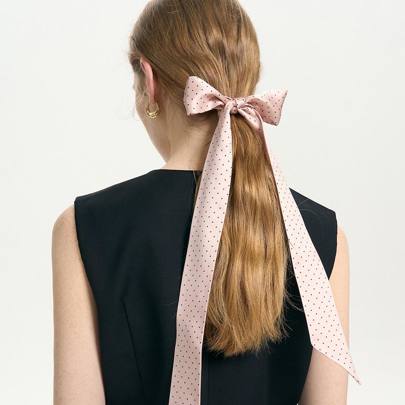 Women Narrow Long Scarf 190X4.5Cm Polka Dot Tie Bag Ribbon Headband Choker Streamer Lady Accessories