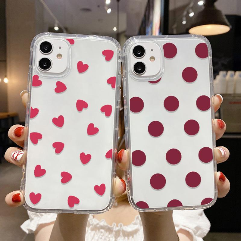 Clear Soft TPU Phone Cases For iPhone 15 Case iPhone 11 14 12 13 Pro Max X XR XS 6 7 8 Plus SE   Cover Love Heart Fundas