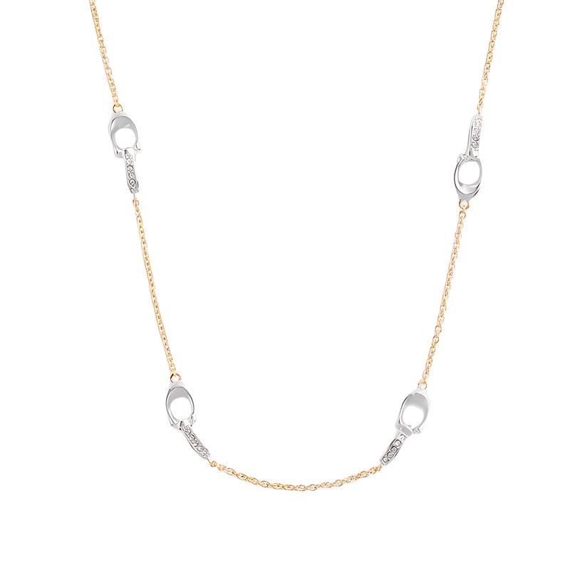 COACH Logo Design Copper Crystal Necklace Unisex Couple Style Gold