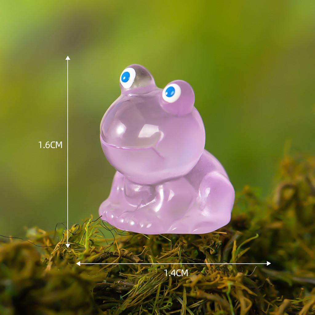 Colorful Glowing Little Frog Resin Figurine Adorable Cartoon Animal Decor