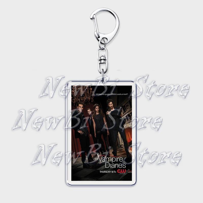 TVD The Vampire Diaries Keychain for Accessories Bag Damon Stefan Salvatore Elena Gilbert Key Chain Keyring Jewelry Fans Gifts