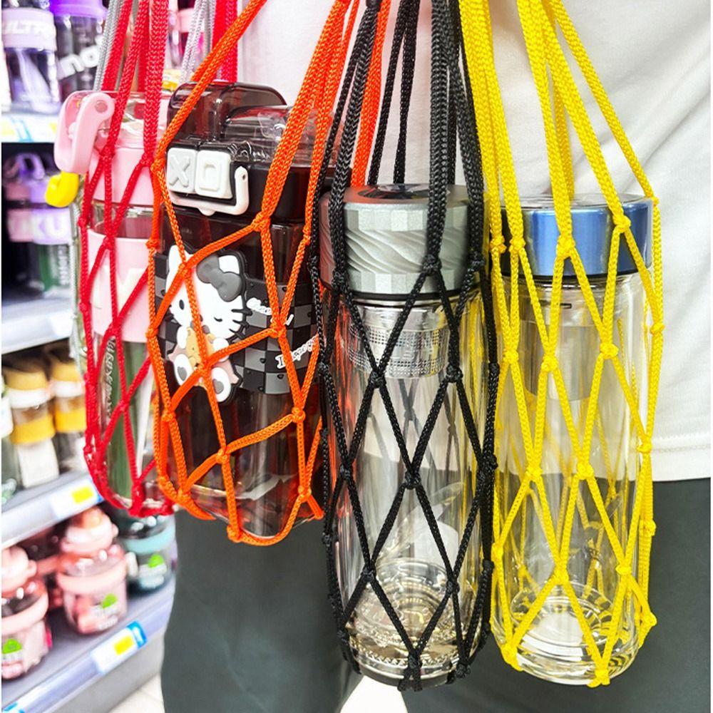 Useful Hand Woven Water Cup Mesh Bag Manual Nylon Material Cup Sleeve Weave Cotton Rope Cup Accessories Water Cup Cover