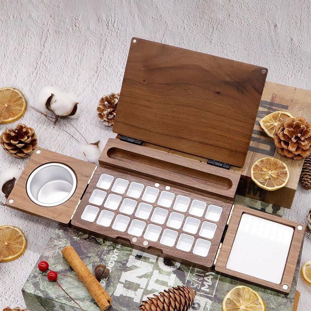 

24 сетки деревянная коробка для акварели портативная пустая коробка для краски коробка для пигмента для краски студент No Cup